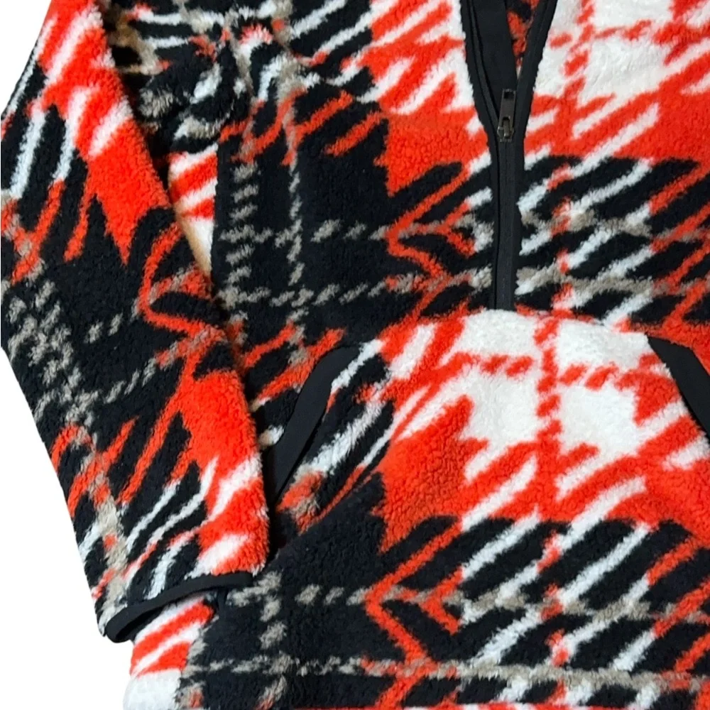 The North Face Kids Cabin Fleece Pullover Hoodie Red Black Plaid Size XL 14-16